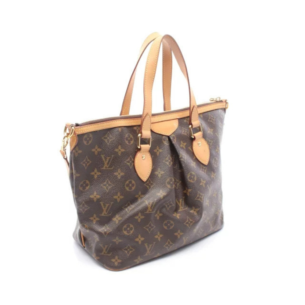 Louis Vuitton Leather Handbag Brown Palermo Canvas Monogram Brown